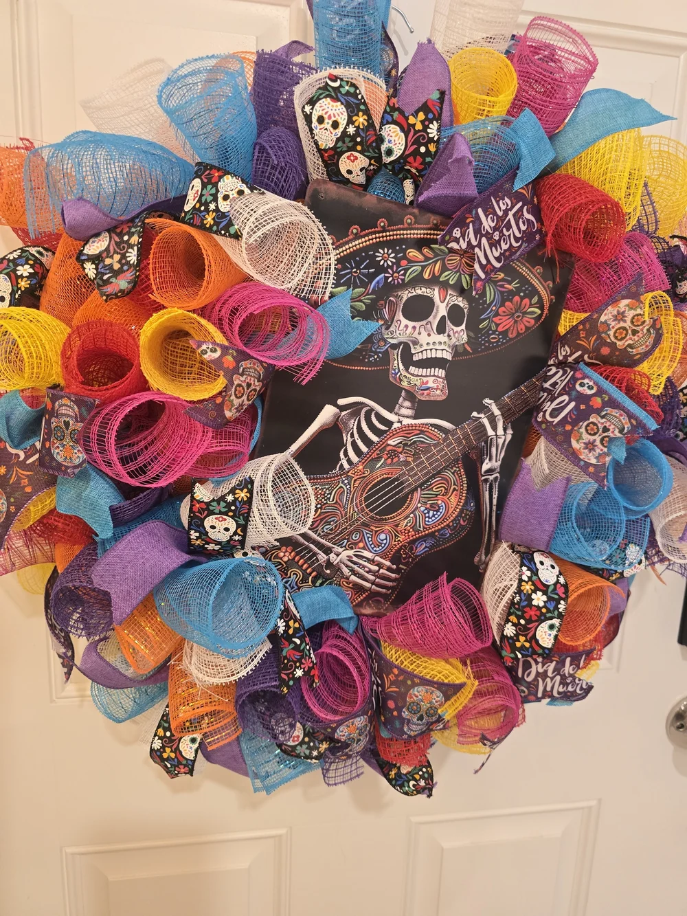Day of the Dead or Día de los Muertos Wreath Sugar Skull Halloween